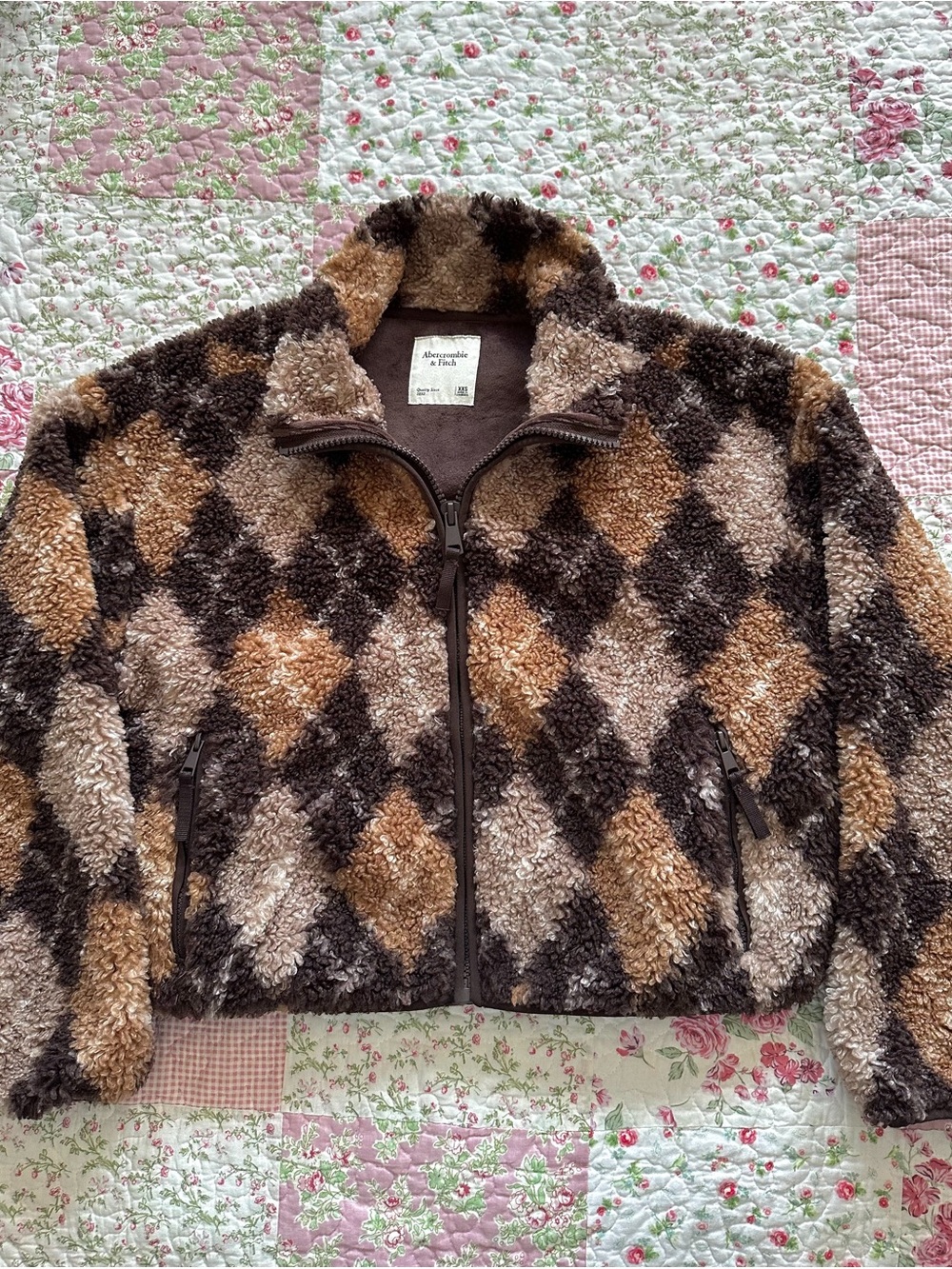 Abercrombie & Fitch Brown and Tan Sherpa Jacket